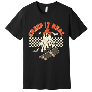 Creep It Real Skateboarding Retro Halloween Ghost Costume Premium T-Shirt