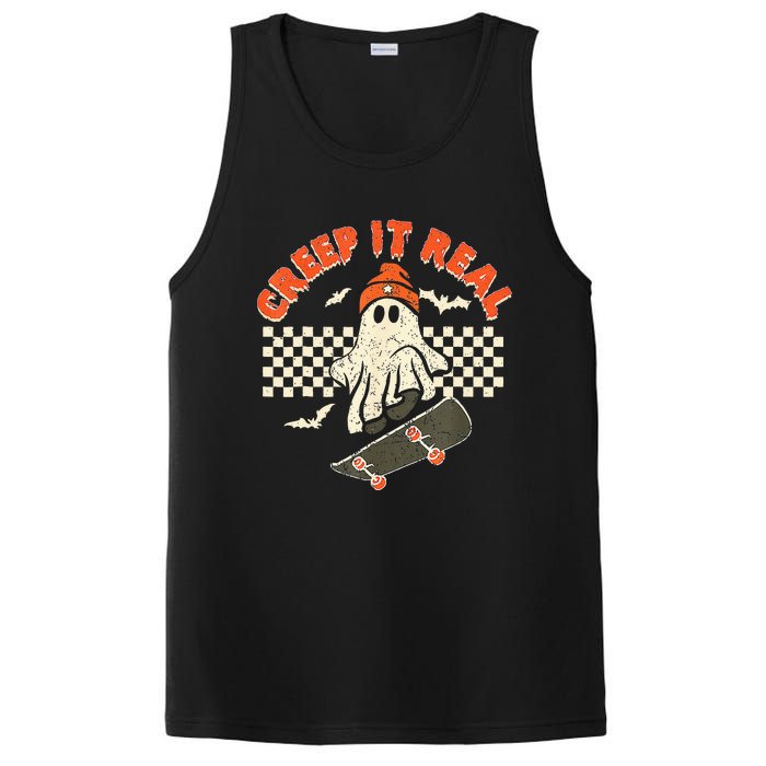 Creep It Real Skateboarding Retro Halloween Ghost Costume PosiCharge Competitor Tank