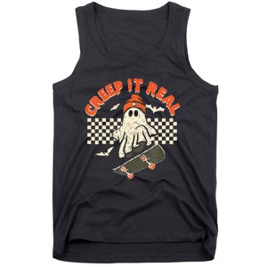 Creep It Real Skateboarding Retro Halloween Ghost Costume Tank Top