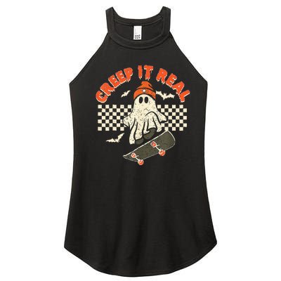 Creep It Real Skateboarding Retro Halloween Ghost Costume Women's Perfect Tri Rocker Tank