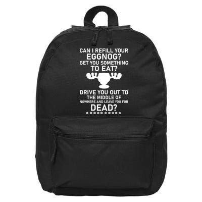 Can I Refill Your Eggnog Funny Christmas Vacation Quote 16 in Basic Backpack