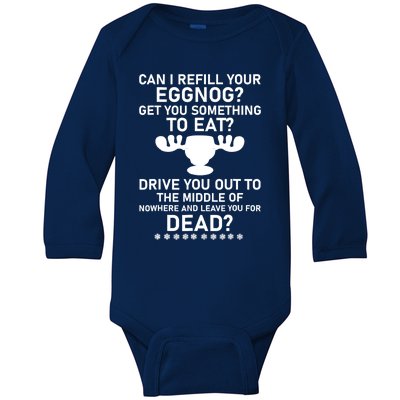 Can I Refill Your Eggnog Funny Christmas Vacation Quote Baby Long Sleeve Bodysuit