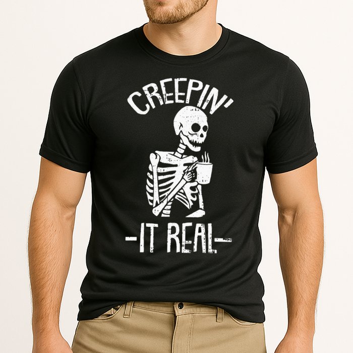 Creepin It Real Lazy Halloween Costume Funny Skeleton Skull Performance Shirt