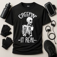 Creepin It Real Lazy Halloween Costume Funny Skeleton Skull Performance Shirt