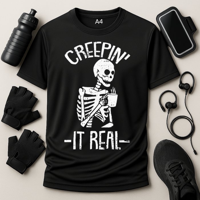 Creepin It Real Lazy Halloween Costume Funny Skeleton Skull Performance Shirt