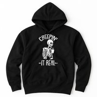 Creepin It Real Lazy Halloween Costume Funny Skeleton Skull Hoodie