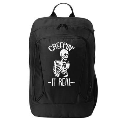 Creepin It Real Lazy Halloween Costume Funny Skeleton Skull City Backpack