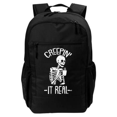 Creepin It Real Lazy Halloween Costume Funny Skeleton Skull Backpack