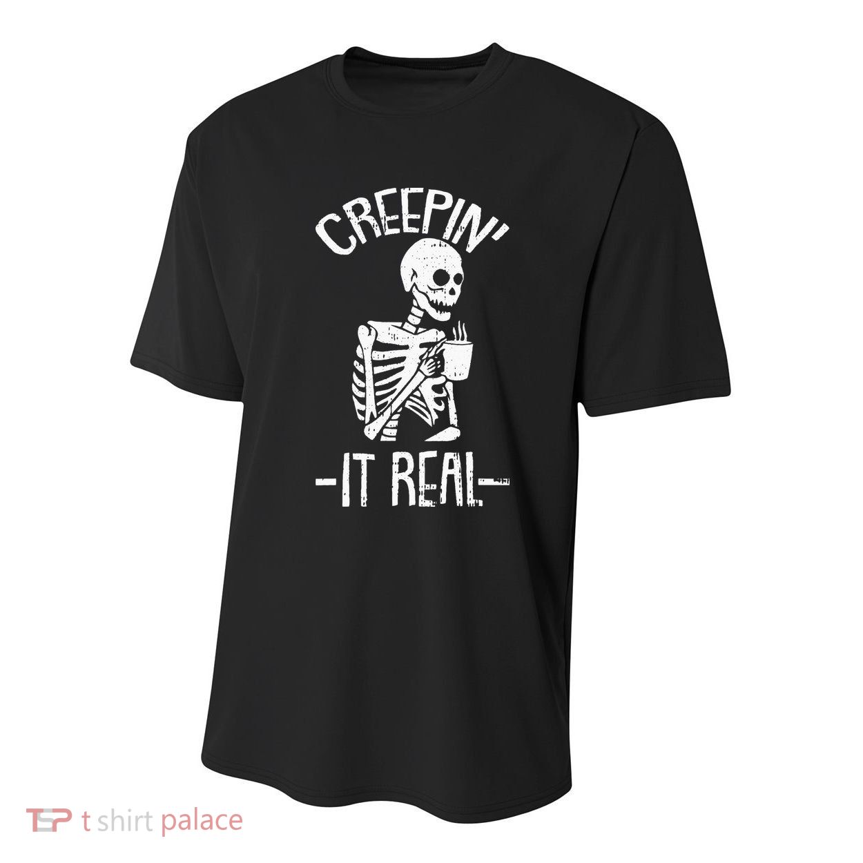 Creepin It Real Lazy Halloween Costume Funny Skeleton Skull Youth Performance Sprint T-Shirt