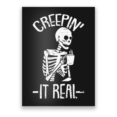 Creepin It Real Lazy Halloween Costume Funny Skeleton Skull Poster
