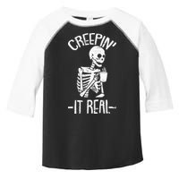 Creepin It Real Lazy Halloween Costume Funny Skeleton Skull Toddler Fine Jersey T-Shirt