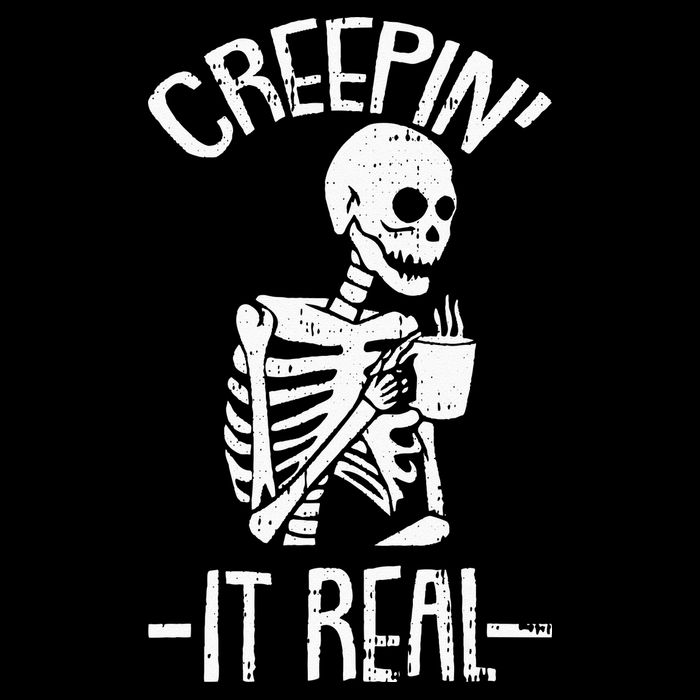 Creepin It Real Lazy Halloween Costume Funny Skeleton Skull Toddler T-Shirt