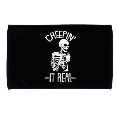 Creepin It Real Lazy Halloween Costume Funny Skeleton Skull Microfiber Hand Towel