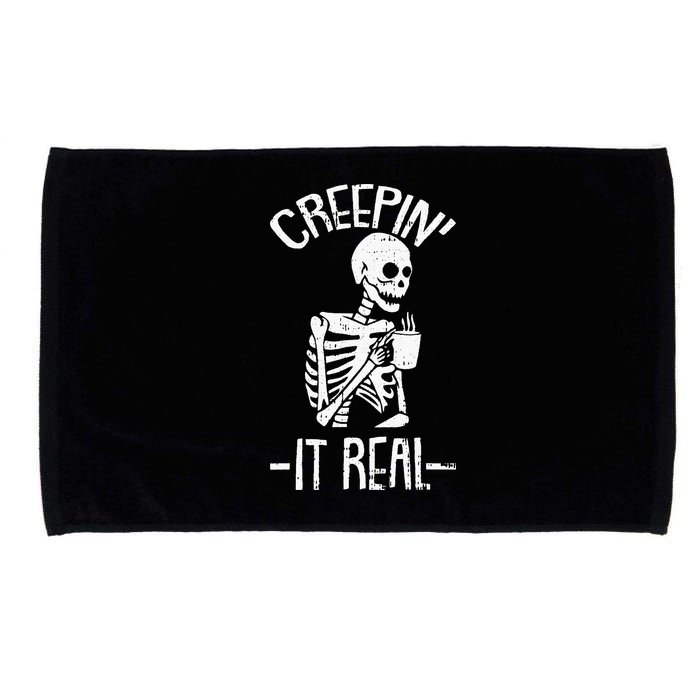 Creepin It Real Lazy Halloween Costume Funny Skeleton Skull Microfiber Hand Towel