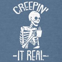 Creepin It Real Lazy Halloween Costume Funny Skeleton Skull Garment-Dyed Sweatshirt