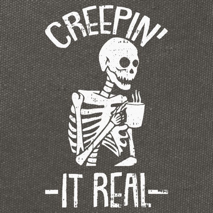 Creepin It Real Lazy Halloween Costume Funny Skeleton Skull Cotton Canvas Backpack