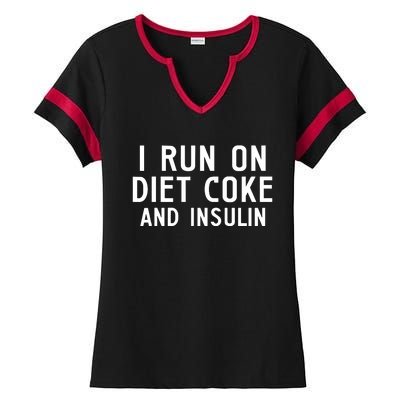 Casual I Run On Diet C.O.K.E And Insulin Printed Hooded Ladies Halftime Notch Neck Tee