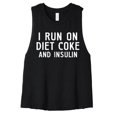 Casual I Run On Diet C.O.K.E And Insulin Printed Hooded Women's Racerback Cropped Tank