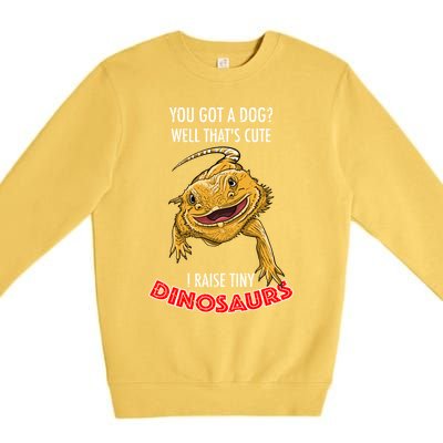 Cool I Raise Tiny Dinosaurs Funny Bearded Dragon Pet Gift Meaningful Gift Premium Crewneck Sweatshirt