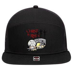 Christ Is Risen Empty Tomb Cross Jesus Risen Easter 7 Panel Mesh Trucker Snapback Hat