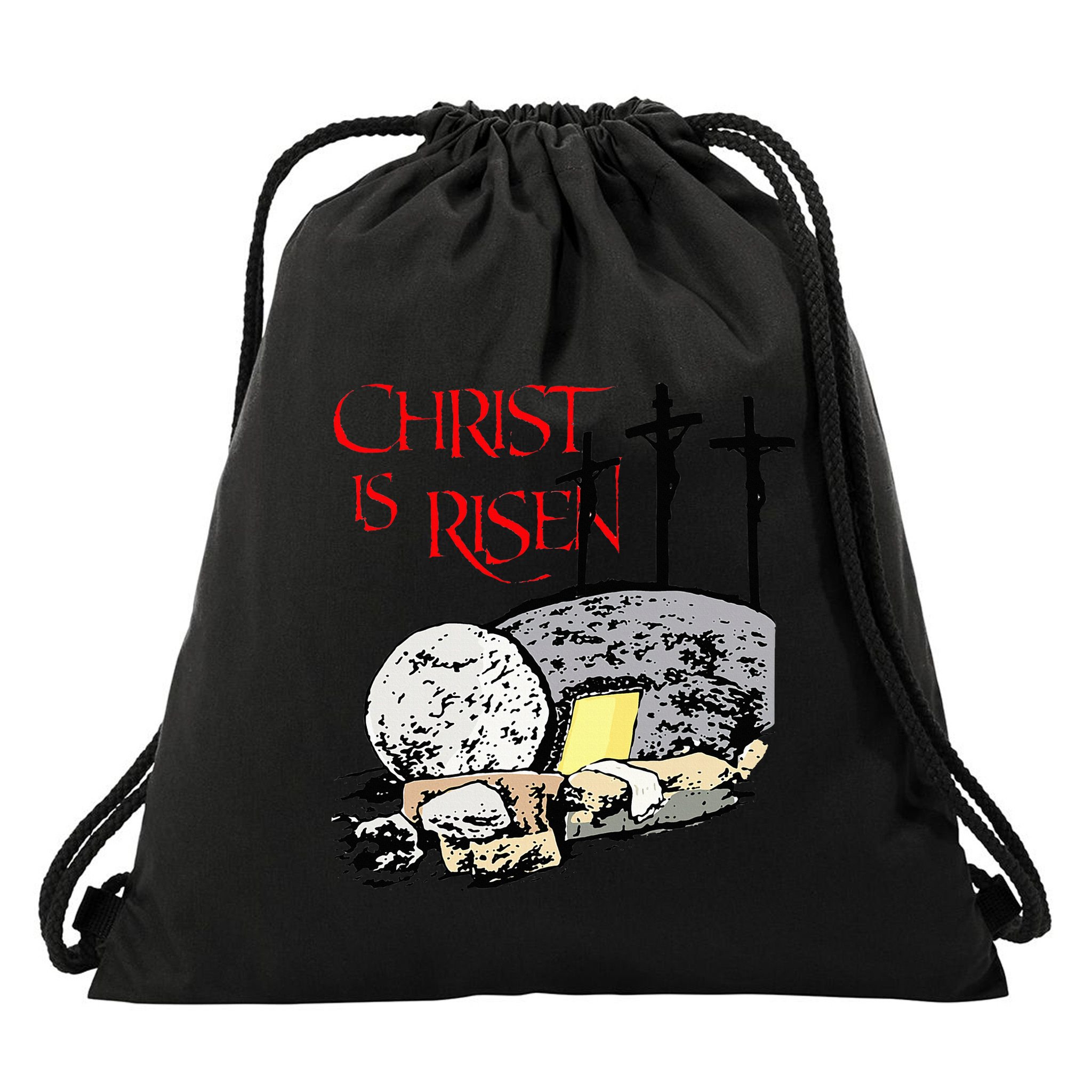 Christ Is Risen Empty Tomb Cross Jesus Risen Easter Drawstring Bag