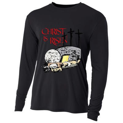 Christ Is Risen Empty Tomb Cross Jesus Risen Easter Cooling Performance Long Sleeve Crew