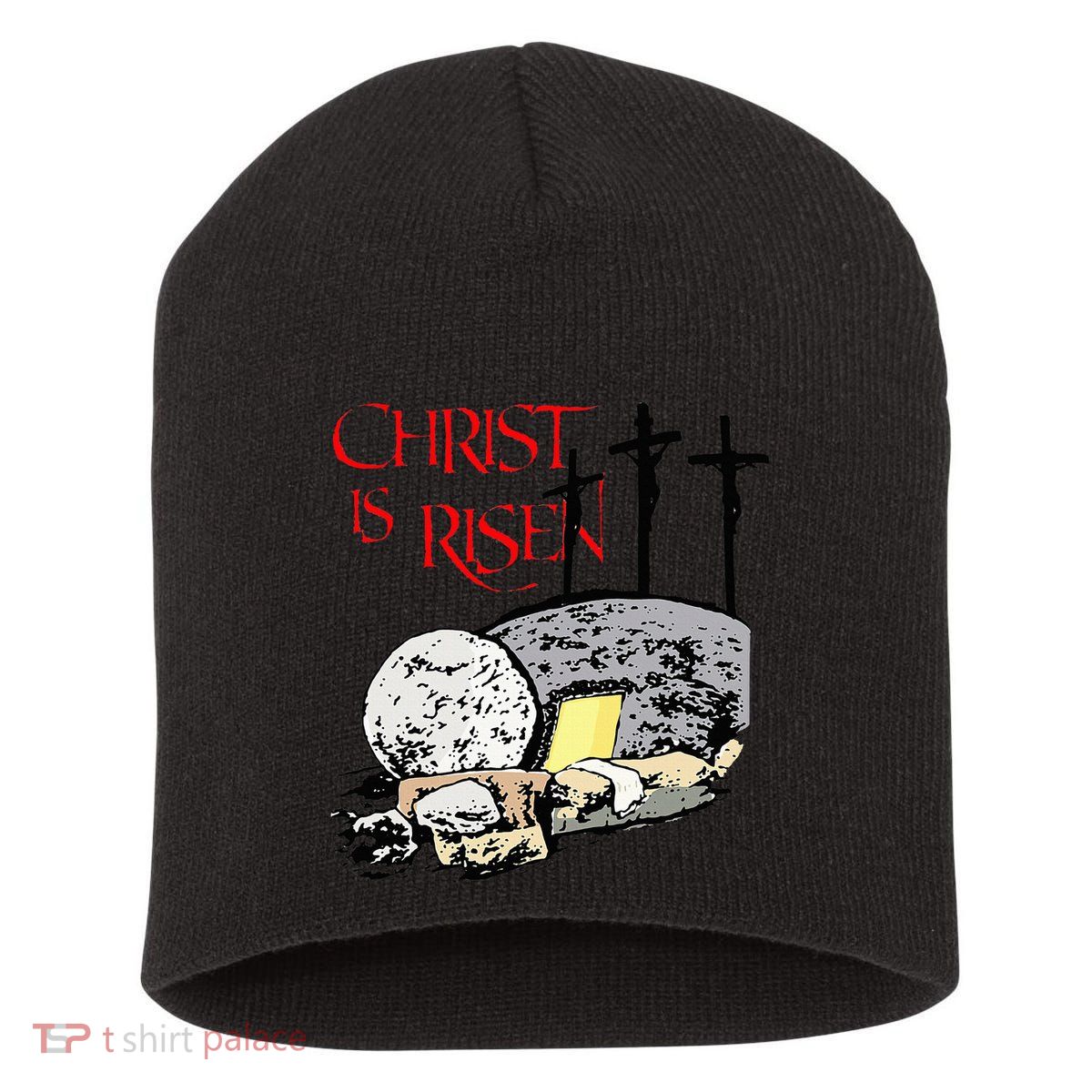 Christ Is Risen Empty Tomb Cross Jesus Risen Easter Short Acrylic Beanie