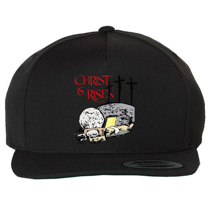 Christ Is Risen Empty Tomb Cross Jesus Risen Easter Wool Snapback Cap