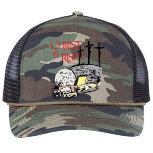 Christ Is Risen Empty Tomb Cross Jesus Risen Easter Retro Rope Trucker Hat Cap