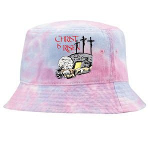 Christ Is Risen Empty Tomb Cross Jesus Risen Easter Tie-Dyed Bucket Hat