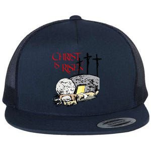 Christ Is Risen Empty Tomb Cross Jesus Risen Easter Flat Bill Trucker Hat