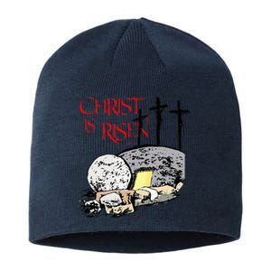 Christ Is Risen Empty Tomb Cross Jesus Risen Easter Sustainable Beanie