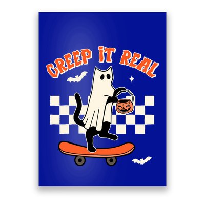 Creep It Real Black Cat Ghost Funny Halloween Spooky Season Gift Poster