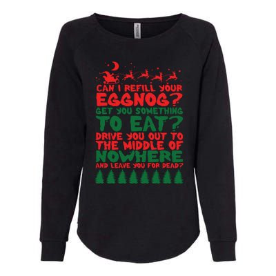 Can I Refill Eggnog Popular Culture Christmas Movie Quote Womens California Wash Sweatshirt