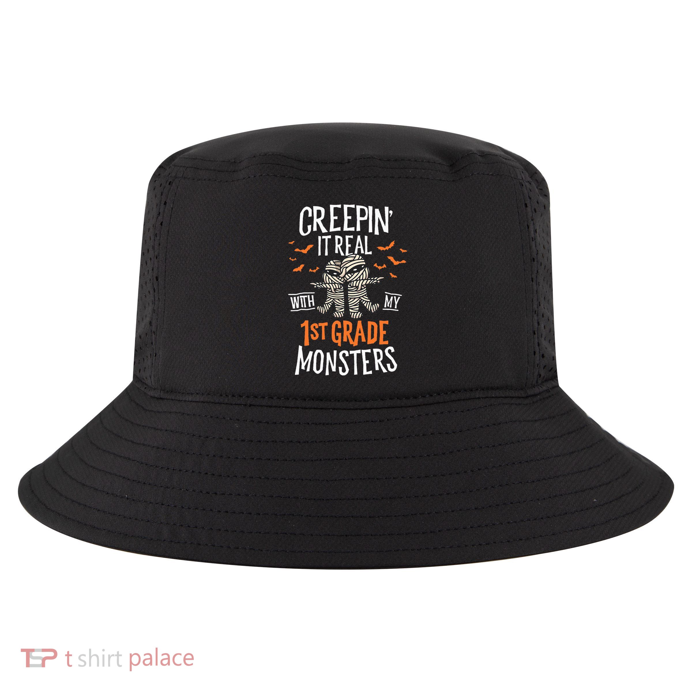 Creepin It Real With My 1st Grade Monsters Halloween Teacher Cool Comfort Performance Bucket Hat