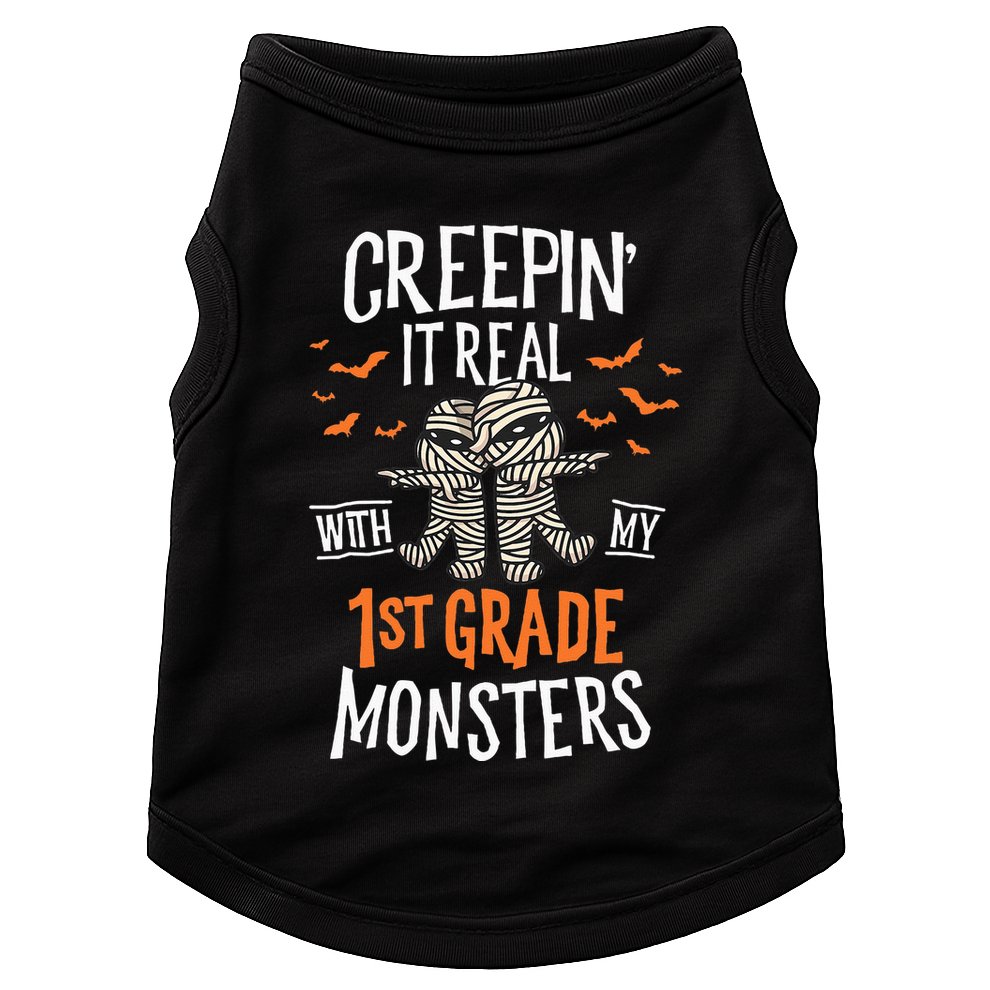 Creepin It Real With My 1st Grade Monsters Halloween Teacher Doggie Tank
