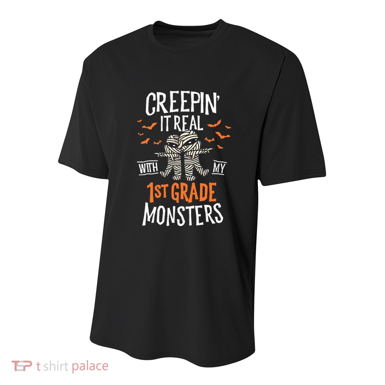 Creepin It Real With My 1st Grade Monsters Halloween Teacher Youth Performance Sprint T-Shirt