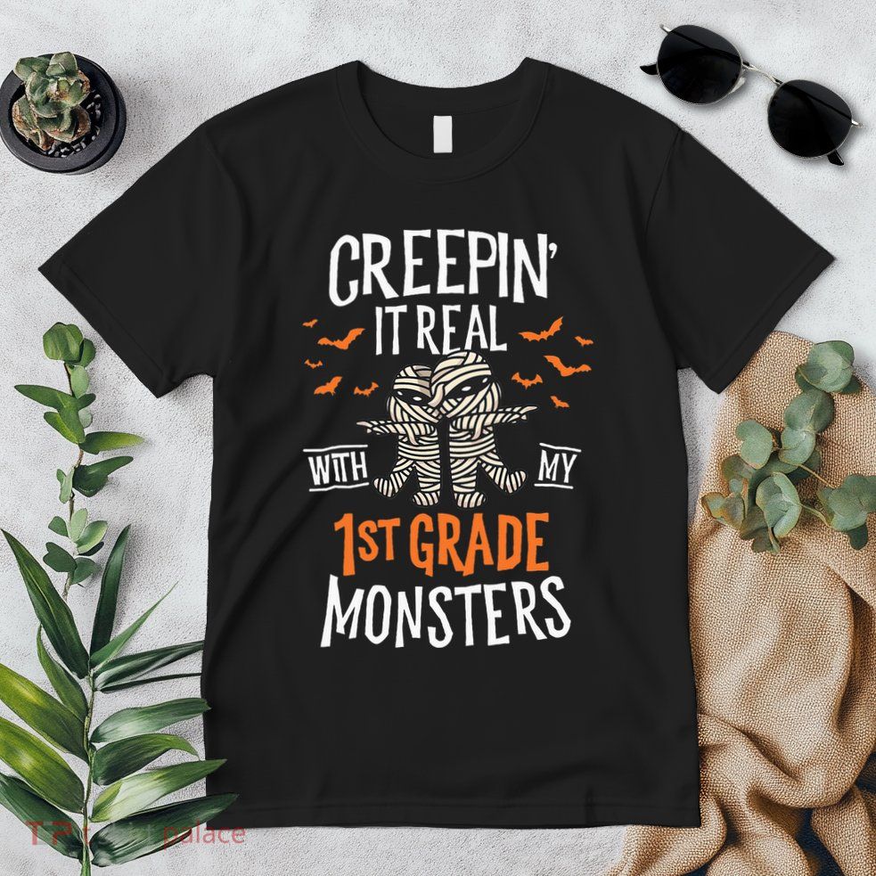 Creepin It Real With My 1st Grade Monsters Halloween Teacher Premium T-Shirt