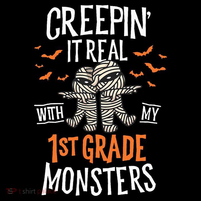 Creepin It Real With My 1st Grade Monsters Halloween Teacher Premium T-Shirt