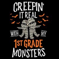 Creepin It Real With My 1st Grade Monsters Halloween Teacher Wool Snapback Cap
