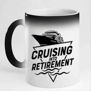 Cruising Into Retiret Cruise Funny Gift 11oz Black Color Changing Mug