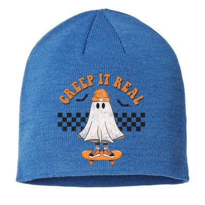 Creep It Real Ghost On Skateboard Funny Skater Outfit Skater Gift Sustainable Beanie