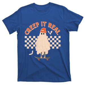 Creep It Real Ghost Skateboard Halloween Graphic Retro Gift T-Shirt