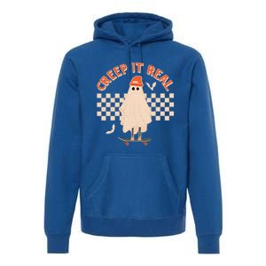 Creep It Real Ghost Skateboard Halloween Graphic Retro Gift Premium Hoodie