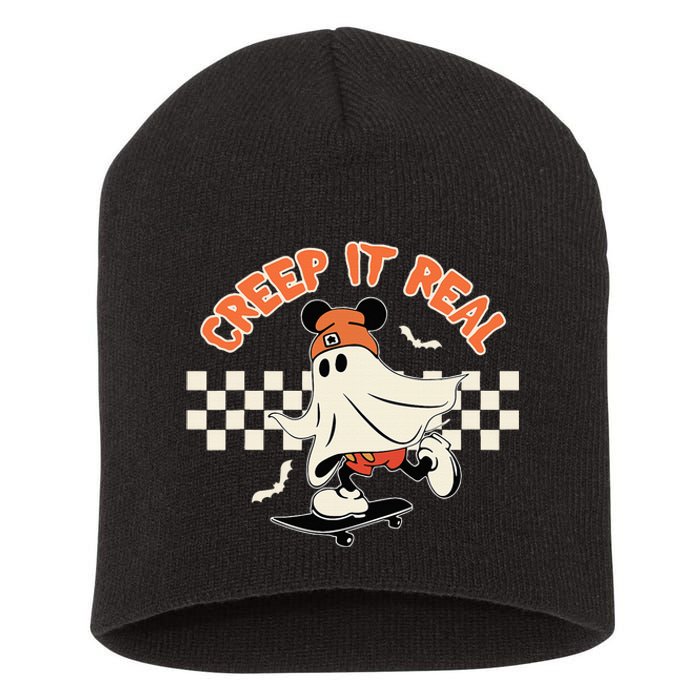 Creep It Real Spooky Ghost Mouse Halloween Short Acrylic Beanie