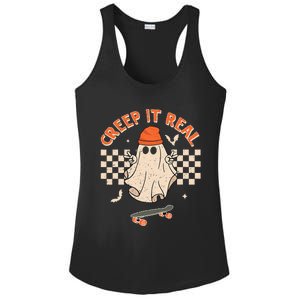 Creep It Real Skateboarding Ghost Retro Halloween Costume Ladies PosiCharge Competitor Racerback Tank