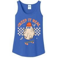 Creep It Real Skateboarding Ghost Retro Halloween Costume Ladies Essential Tank