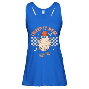 Creep It Real Skateboarding Ghost Retro Halloween Costume Ladies Essential Flowy Tank