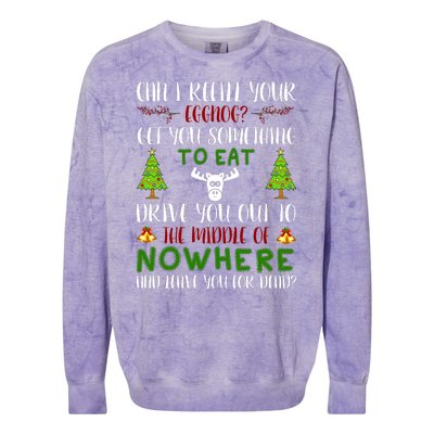 Can I Refill Your Eggnog Funny Christmas Movie Quote Colorblast Crewneck Sweatshirt