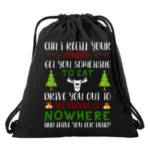 Can I Refill Your Eggnog Funny Christmas Movie Quote Drawstring Bag